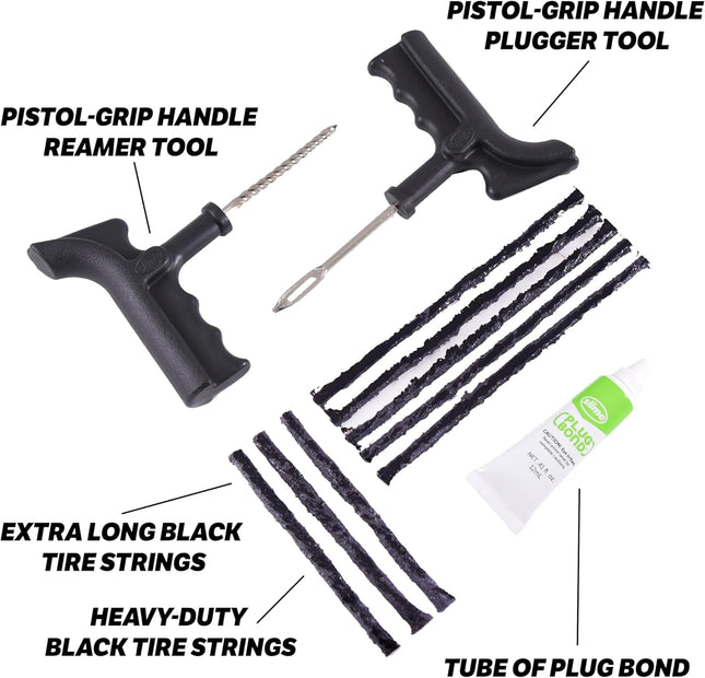 Slime 2040-A Tire Repair Plug Kit, Deluxe, Contains Strings, Tools and Glue, 11 
