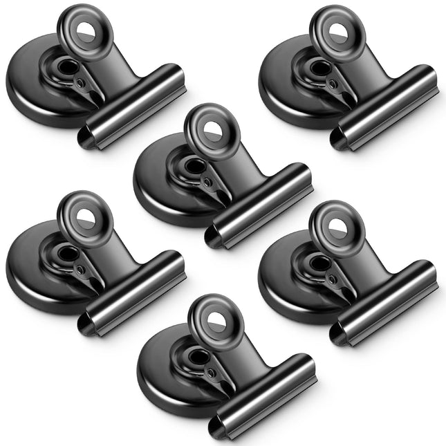 Grtard 6 Pack Magnetic Clips Heavy Duty, Strong Magnet Clips for Fridge Black 6p
