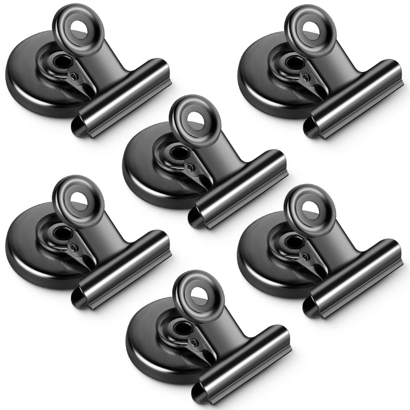 Grtard 6 Pack Magnetic Clips Heavy Duty, Strong Magnet Clips for Fridge Black 6pack