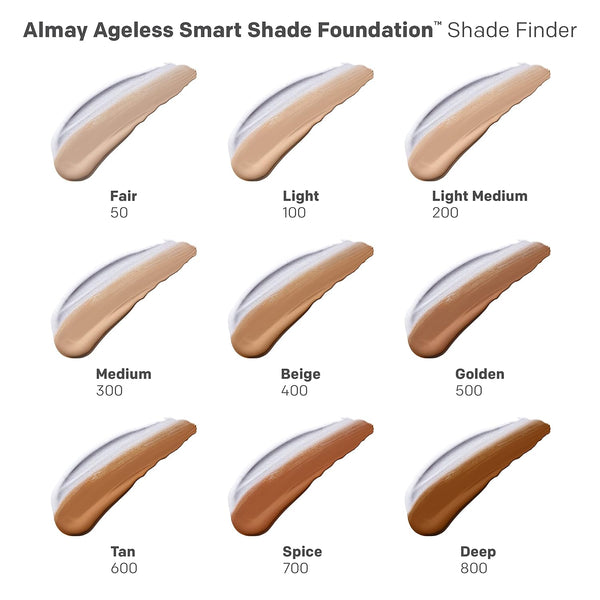 Almay Anti-Aging Foundation, Smart Shade Face Makeup with Hyaluronic Acid, Niacinamide, Vitamin C & E, Hypoallergenic-Fragrance Free, 200 Light