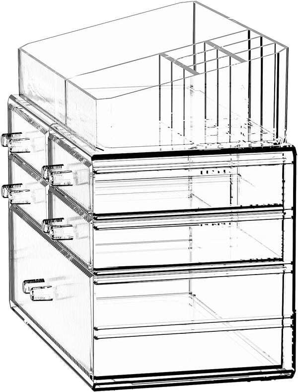ZHIAI Stackable Organizer, Acrylic Cosmetic Organizer for Dresser, Vanity, Kitchen Cabinet, Bathroom, Under Sink, Home Organization and Storage (1