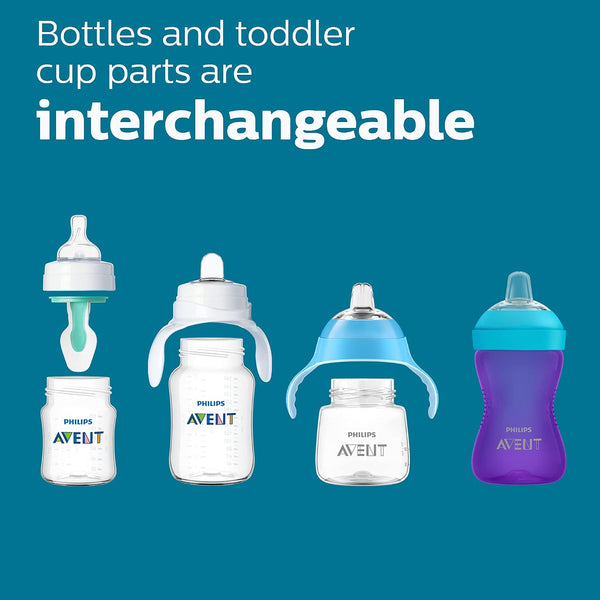 Philips Avent Anti-Colic Baby Bottle with AirFree Vent, Medium Flow 2 Nipple, 1m+, 9oz, 4 Pack, Clear, SCY703/04 Clear 4 Count (Pack of 1) 9 Ounce