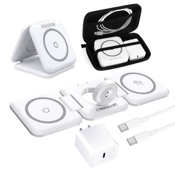 3 in 1 Apple Charging Station for Iphone Airpods Iwatch - Travel Charger for Multiple Devices, Portable Foldable Charging Station - Magnetic