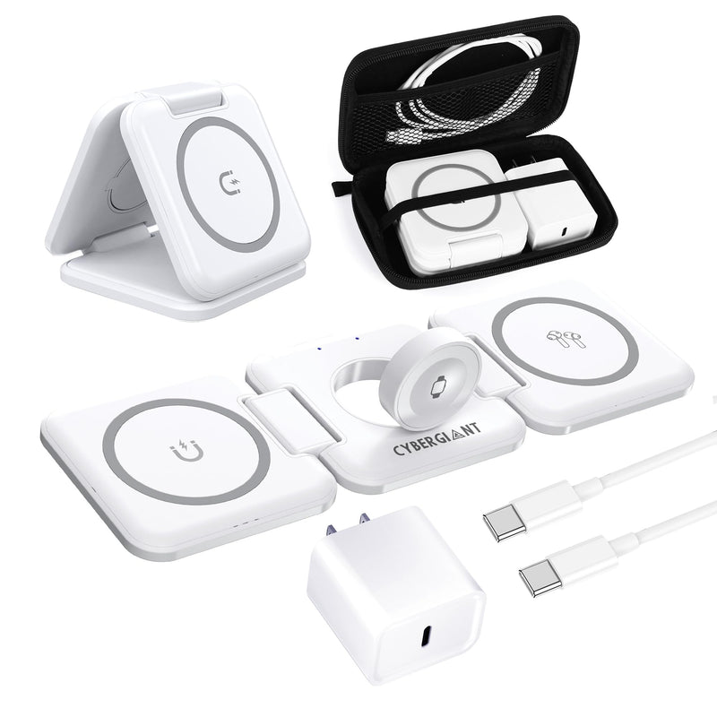 3 in 1 Apple Charging Station for Iphone Airpods Iwatch - Travel Charger for Multiple Devices, Portable Foldable Charging Station - Magnetic