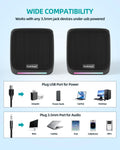 Computer Speakers,Computer Speakers for Desktop Pc,Desktop Speakers,Small Computer Speakers USB Powered 3.5Mm Aux Speaker for
