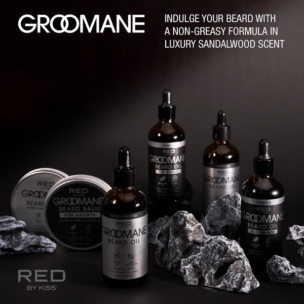 Red by Kiss Groomane Beard Oil, Argan Oil & Sweet Almond Oil, Paraben & Phthalate-Free, Hydrates, Softens Healthy Smooth Beard Hair (3 Fl.Oz, Vanilla)