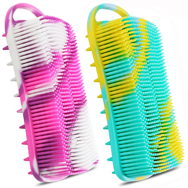 Silicone Body Scrubber, 2 in 1 Body Brush & Hair Scalp Brush for Shower and Bath