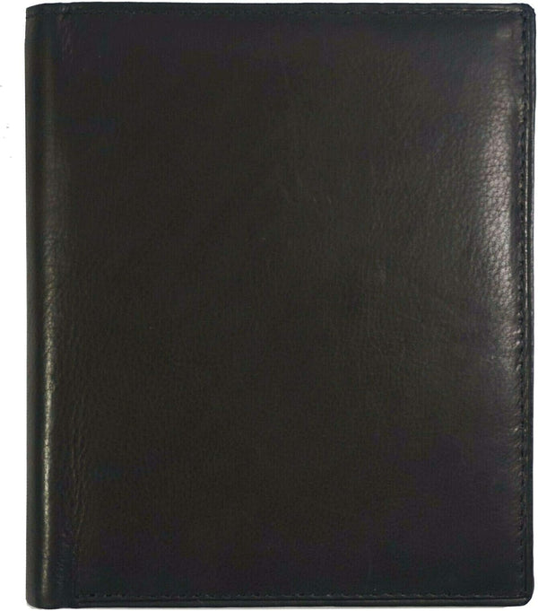 RFID Men'S Genuine Leather European Bifold Wallet Slim Hipster 2 Windows Bk