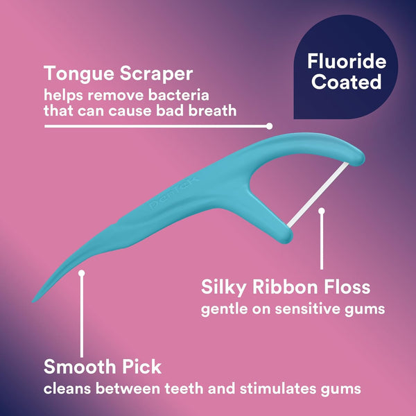 Dentek Comfort Clean Sensitive Gums Floss Picks, Soft & Silky Ribbon, 150 Count, 3 Pack