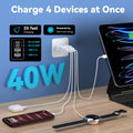 USB C Charger Block Multiple Ports Wall Charger Fast Phone Charging Blocks White 40W 2A+2C Ports