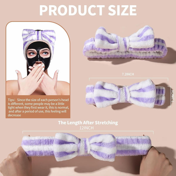 Teenitor 5pcs Makeup Headband with Removable Bow, Spa Headband for Washing Face for Teen Girls Women, Christmas Gifts Basket for Teens Girls