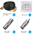 4 Pack 30M/100ft All-in-One BNC Video Power Cables, Extension Surveillance Camera Cables for CCTV Security DVR System Installation, Free 8pcs BNC