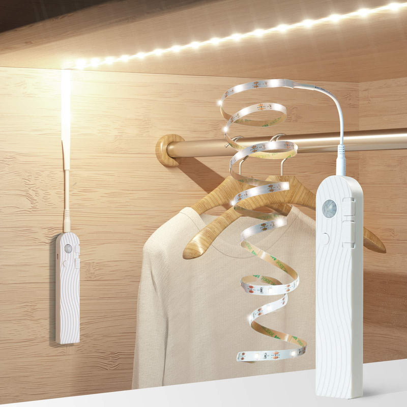 Sensky Motion Sensor Strip Lights Rechargeable Motion Activated LED Strip Light Dimmable Cabinet Light Strip for Wardrobe, Cabinet, Pantry,