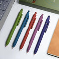 UIXJODO Gel Pens, 5 Pcs 0.5mm Black Ink Pens Fine Point Smooth Writing Pens with Silicone Grip, High-End Series Metal Clip Retractable Pens for