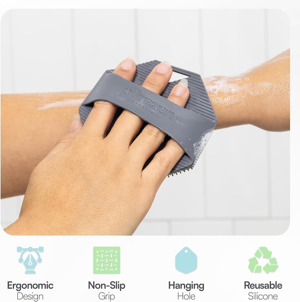 Silicone Body Scrubber, Exfoliating Body Scrubber for All Skin Types, Eco Friendly Massaging & Exfoliating Shower Scrubber with Soft Bristles,