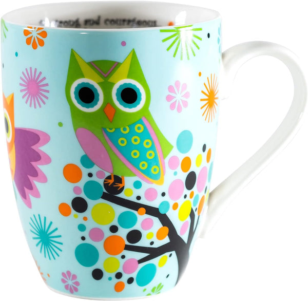 Divinity Boutique Owl Mug - Inspirational Ceramic Coffee Mug with Scripture for Women, Mom, Friends, Owl Lovers that is Colorful and Dishwasher