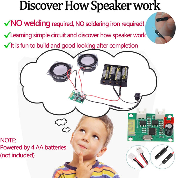 DIY Bluetooth Speaker Box Kit Electronic Sound Amplifier - Build Your Own Portable Wood Case Bluetooth Speaker Sound - Science Experiment and STEM