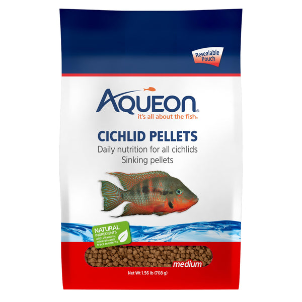 Aqueon Cichlid Slow Sinking Fish Food Pellets, Medium Size, 25 Ounce 1.56 Pound (Pack of 1) Medium 25 Ounces