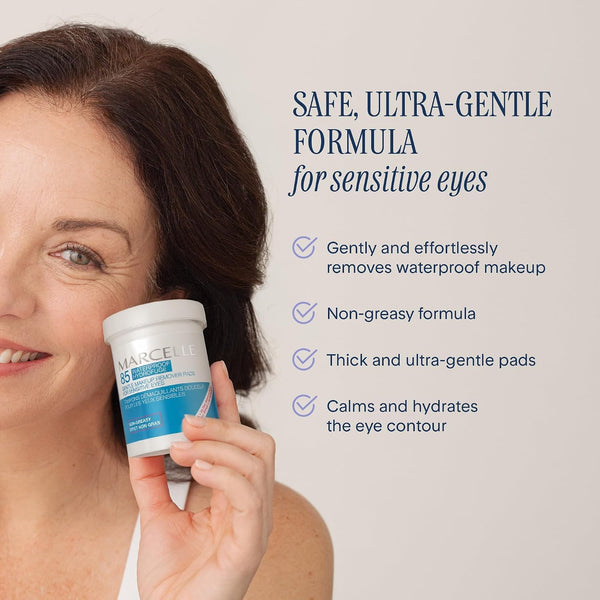 Marcelle Gentle Eye Makeup Remover Pads for Sensitive Eyes, 85 Pads Waterproof