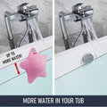 Bathtub Overflow Drain Cover with 5 Suction Cups, Pink | Adds 3-4 Inches of Water Depth, Starfish-Shaped Silicone Bath Tub Drain Plug