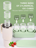 Ice Cube Tray for Tumbler Cup 30Oz-40Oz, 3 Pcs Silicone Cylinder Ice Mold with Lid and Bin for Freezer, Easy Fill and Release Ice Maker for