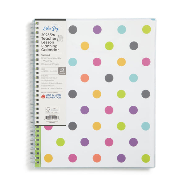 Blue Sky 2025-2026 Weekly and Monthly Academic Year Teacher Lesson Planner Calendar, July 2025 - June 2026, 8.5" x 11", Flexible Cover, Wirebound,
