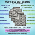 Severn Dish Cloths for Washing Dishes 4Pk. No-Smell Dish Rags with Non-Scratch Wire Scrubber Side for Kitchen Cleaning. Grime-Fighting
