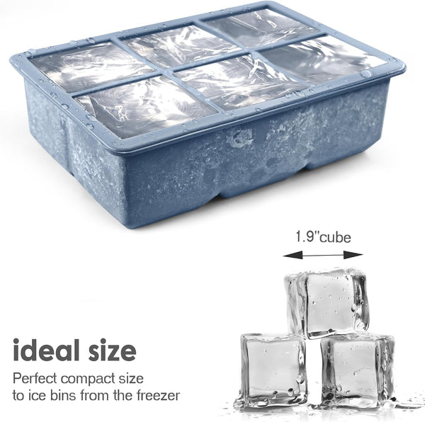 Excnorm Silicone Ice Cube Trays 3 Pack - Large Size Silicone Ice Cube Molds with Leak Proof Removable Lid Square Ice Cube Tray And BPA Free for