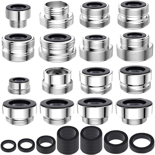 16 pcs Faucet Adapter Kit, CNYMANY Kitchen Aerator Adapter Set Male Female M22 Sink Faucet Adapter Connecting Garden Hose Water Filter Standard