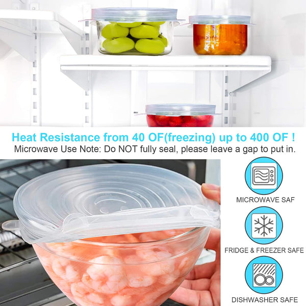 Silicone Stretch Lids, 14 PCS 7 Sizes Reusable Bowl Covers for Food Storage