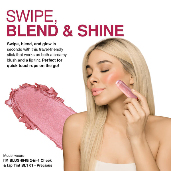 Palladio I'M Blushing 2-In-1 Cheek and Lip Tint, Buildable Lightweight Cream Blush, Sheer Multi Stick Hydrating Formula, All Day Wear, Easy