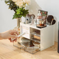 QIYVLOS Desk Organizer with 3 Drawer, Multi-Functional Pencil Pen Holder for Desk, Desk Organizers and Storage with 8 Compartments, Desktop