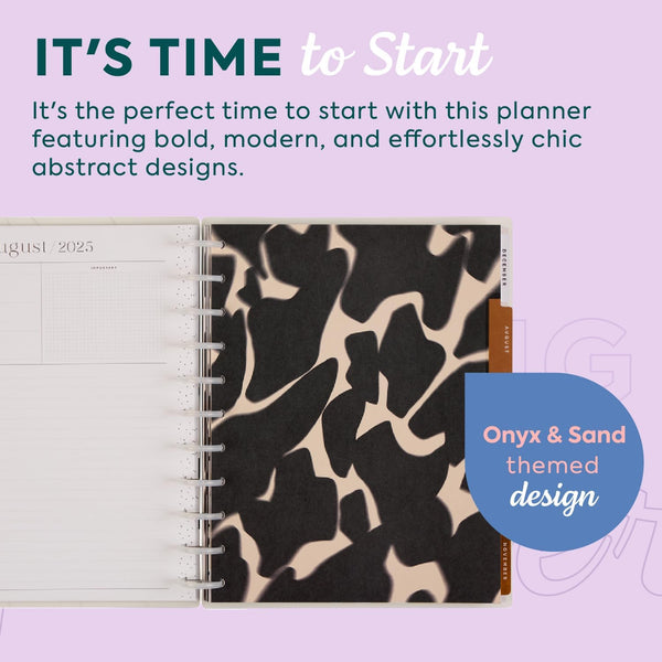 Happy Planner Disc-Bound Academic Planner July 2025 - June 2026 Daily, Weekly and Monthly - 3 Bonus Months, Big Size, Horizontal Layout, Onyx &