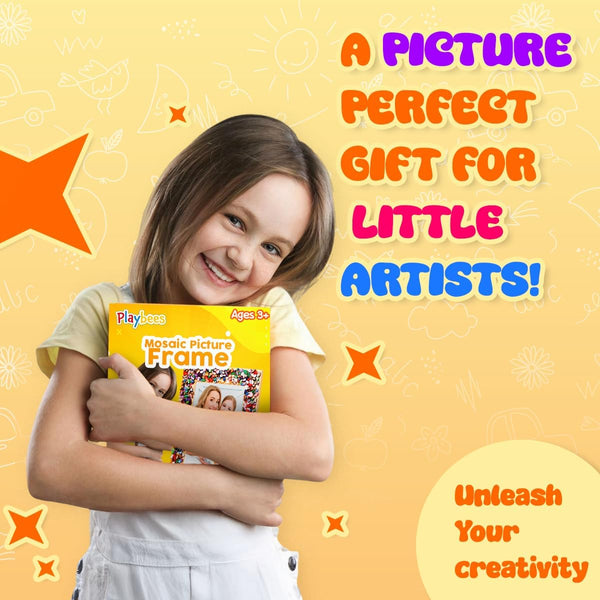 Playbees Kids Picture Frame Mosaic Craft Kit Craft DIY Arts & Crafts for Kids Frame Kit Great Birthday Gifts for 3 4 5 6 7 8 9 10 11 12 Year Old