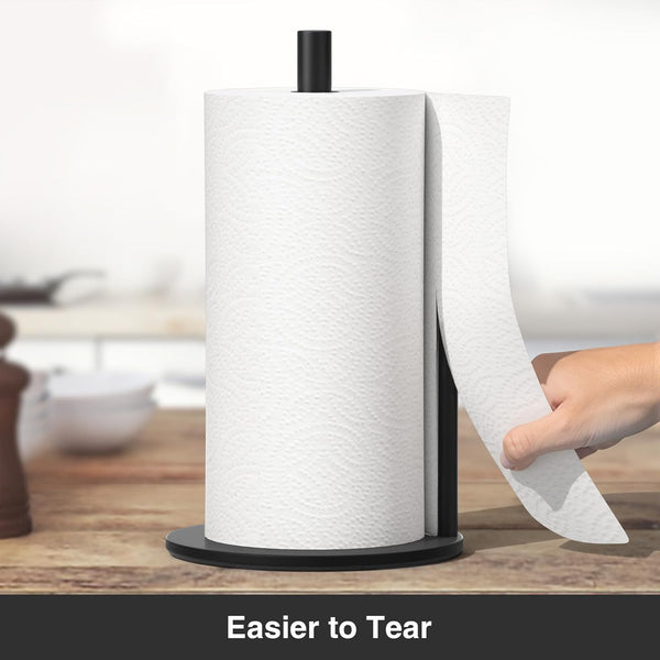 Paper Towel Holder Black Kitchen Roll Holder, Premium Stainless Steel Paper Towel Holder for Kitchen Roll Organize, Countertop Roll Dispenser with