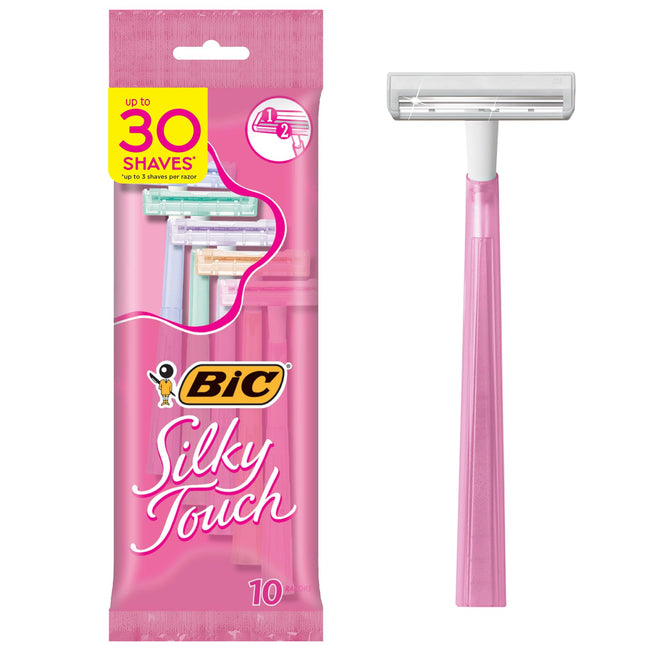 BIC Silky Touch Women'S Disposable 2 Blade Razors, Pretty Pastel Handles and Sli