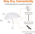 Amazon Basics Clear Umbrella for Rain, Round Bubble Umbrella for Wedding, With Wide Coverage (35" Canopy Diameter), Auto Open, Strong Fiberglass