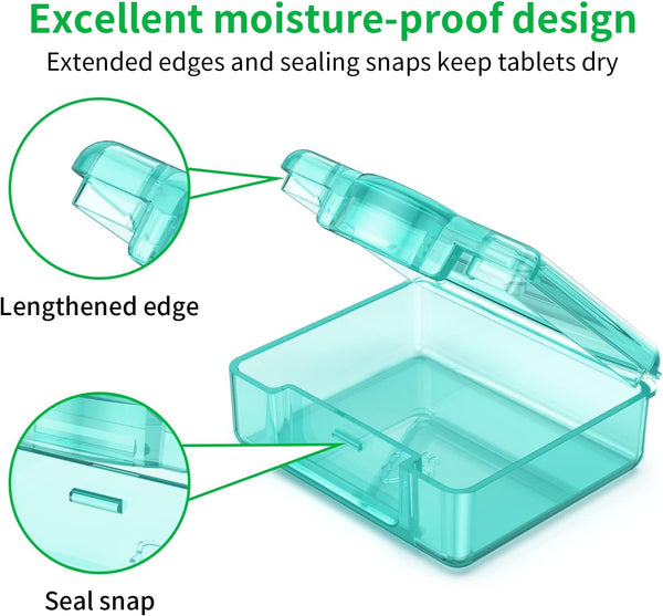 TecQach Small Pill Box 4 pcs,Cute Travel Pill Organizer Case Mini Tiny Clear Plastic Storage Containers Portable for Pocket Purse