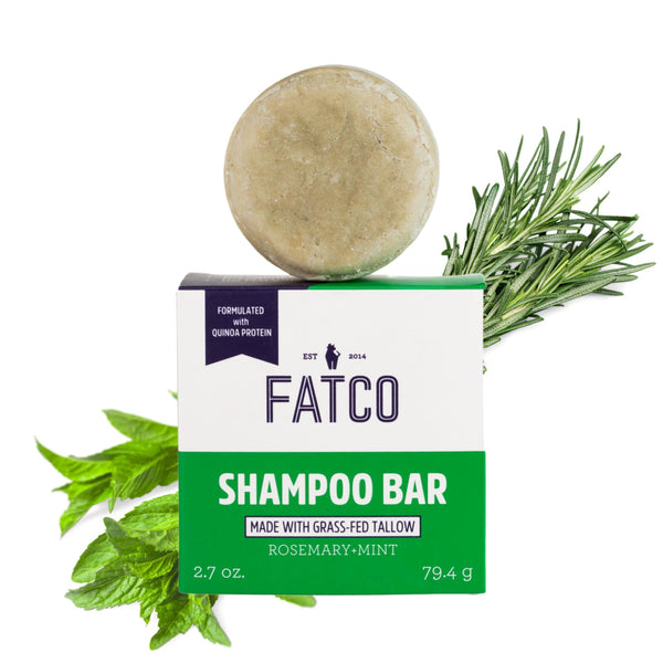 FATCO Shampoo Bar | Tallow-Based | Rosemary + Mint | Nourishing + Moisturizing | Great for All Hair Types | Zero Waste 2.7 oz
