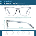 Oilway Blue-Light Blocking Glasses Computer Reading/Gaming/TV/Phones Glasses Fashion Anti Eyestrain Glasses for Women Men（A4 Gray + Transparent）