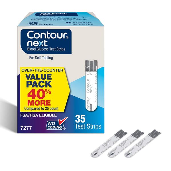 Ascensia Contour Next Blood Glucose Test Strips for Diabetes – 35 Count (1 Pack) - Accurate, No Coding, Second-Chance Sampling, Compatible with