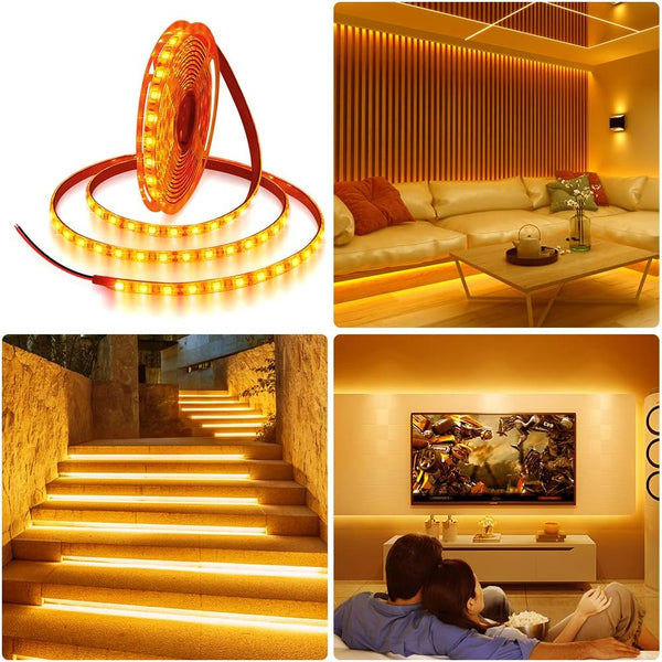 ALITOVE Orange LED Strip Lights 16.4ft 5050 SMD Black PCB 5M 300 LEDs Waterproof IP65 12V DC for Home Hotels Clubs Shopping malls Cars Lighting