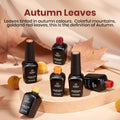 Beetles Fall Gel Polish Set, Autumn Leaves Collection, Burgundy Red Brown Colors | 6 Colors Orange Yellow Gel Polish Kit for Nails Soak Off UV LED