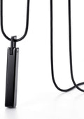 MOO&LEE Men's Tungsten Steel Bar Pendant Necklace with 22 Inches Stainless Steel Snake Chain Black
