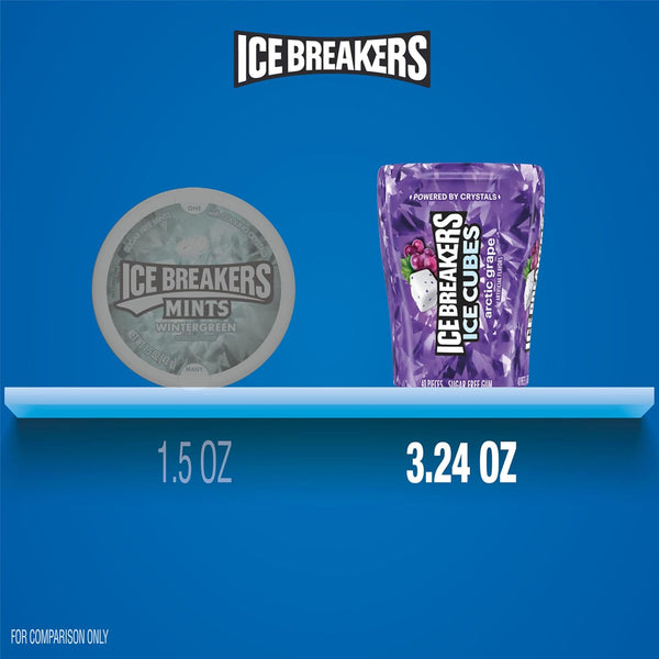 ICE BREAKERS Ice Cubes Arctic Grape Sugar Free Chewing Gum Bottles, 3.24 oz (6 Count, 40 Pieces) Arctic Grape 40 Count (Pack of 6)