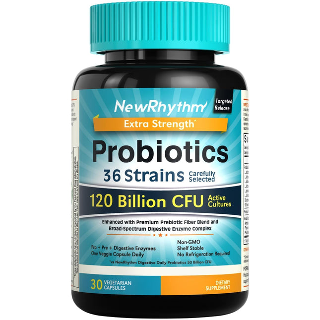 Newrhythm Probiotics 120 Billion CFU 36 Strains, 3-In-1 Probiotics for Digestive