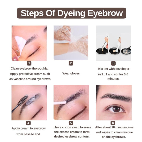 2-In-1 Eyelash & Eyebrow Kit, Professional Lash & Brow Color Kit, Lasting for 6 Weeks DIY Hair Coloring for Salon Home Use 7Ml (Black)