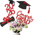 20 PCS Graduation Decorations Class of 2025, Black and Red Double-Sided Centerpieces, Grad Cap Sticks, Table Toppers, Graduation Party Decorations