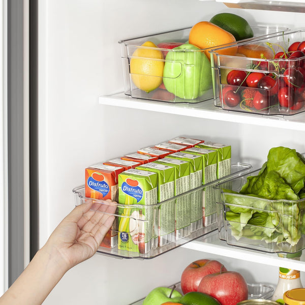 HOOJO Refrigerator Organizers and Storage - 8pcs Clear Plastic Bins For Fridge, Freezer, Kitchen Cabinet, Pantry Organization, BPA Free Fridge