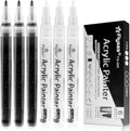 Black Paint Pens, 6 Pack 0.7Mm Acrylic Black Permanent Marker ,White Paint Pens for Rock Painting, Stone,Wood, Plastic, Ceramic, Glass, Metal